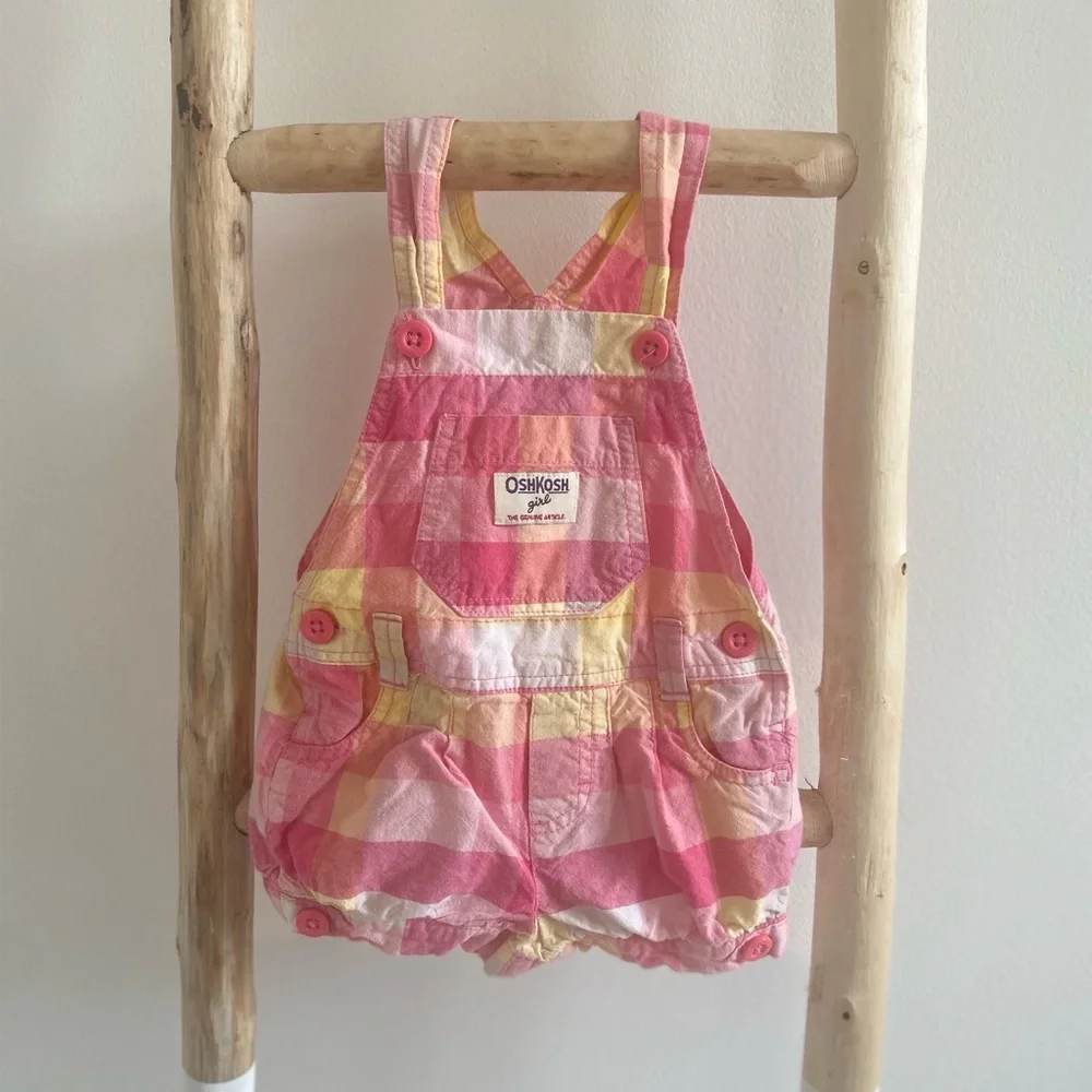Oshkosh Girl Pink Plaid Overalls
